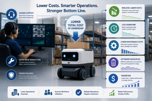 The Cost Benefits of Human-Assisted Robotics Support